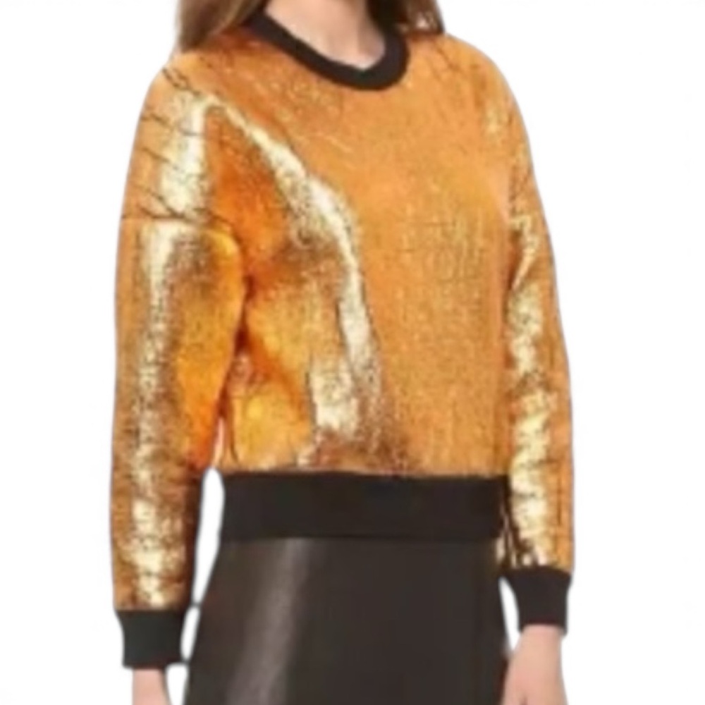 3-1 Philllip Lim sweatshirt Gold metallic distressed. Size small. Authentic.